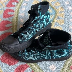 RAAD SKULL MANDALA SNEAKERS Black and Teal High-Top Men’s Size 4.5